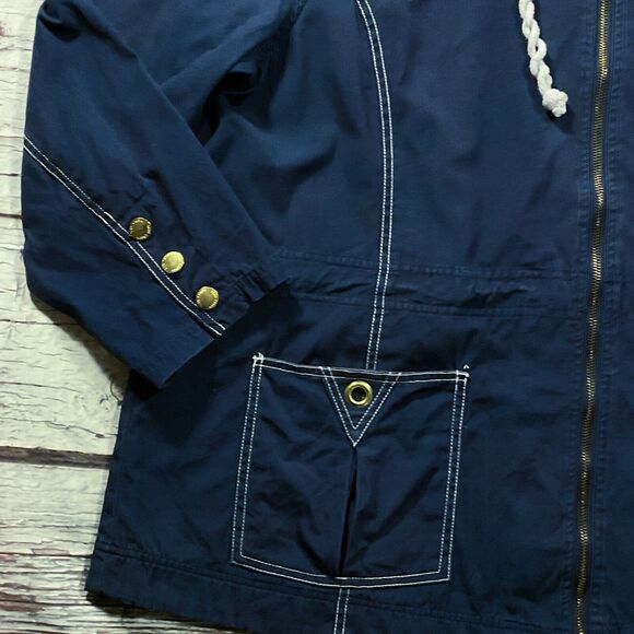 Oleg Cassini Womens Jacket sz 2X Navy Blue Zip Front Nautical Mesh Lined Pockets - Picture 7 of 10